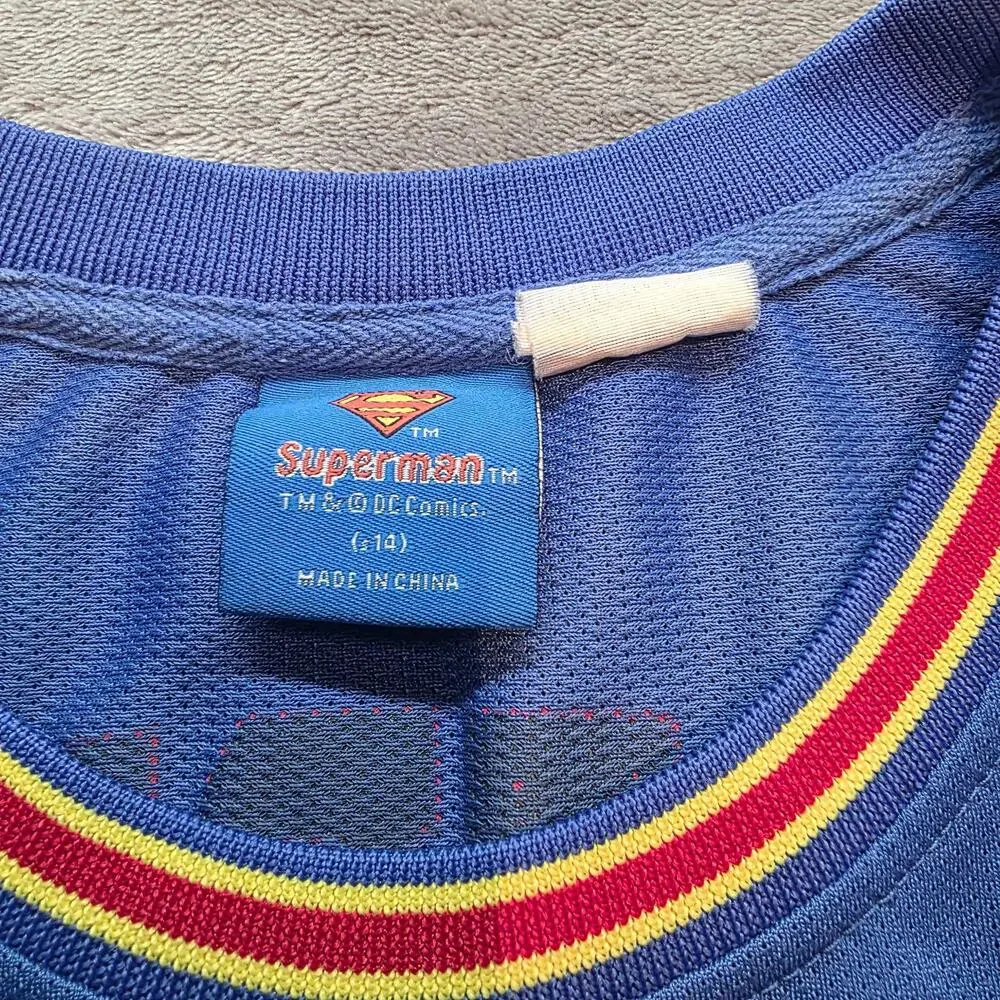 Superman Jersey Tank Boys 14? Blue Red Mesh Basketball Sleeveless DC Comics